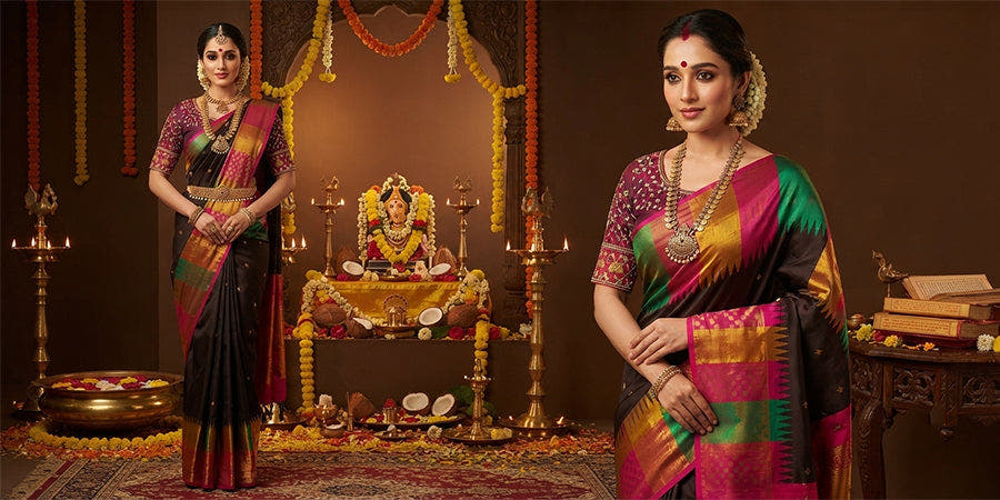 9 Temple Border Sarees for Weddings, Pooja & Festive Wear