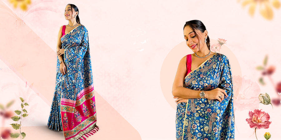 Elegant Kalamkari saree display