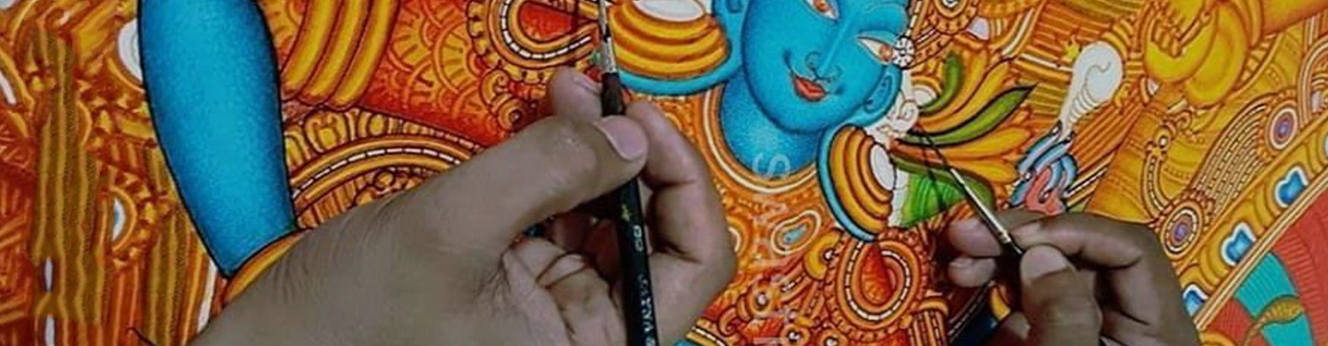 Mural art typically depicts themes from Hindu mythology