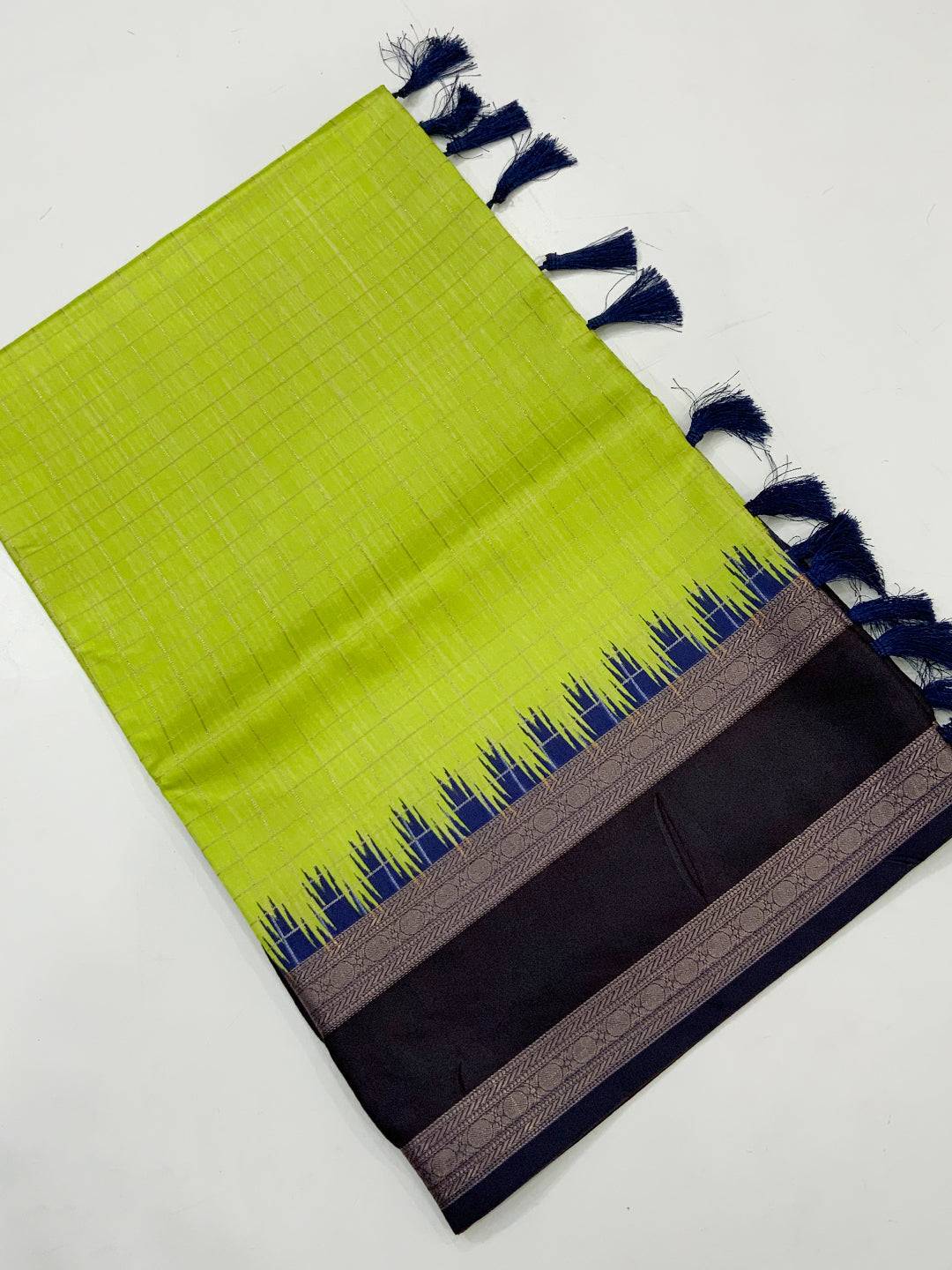Ethereal Soft Silk Satin Chex Saree