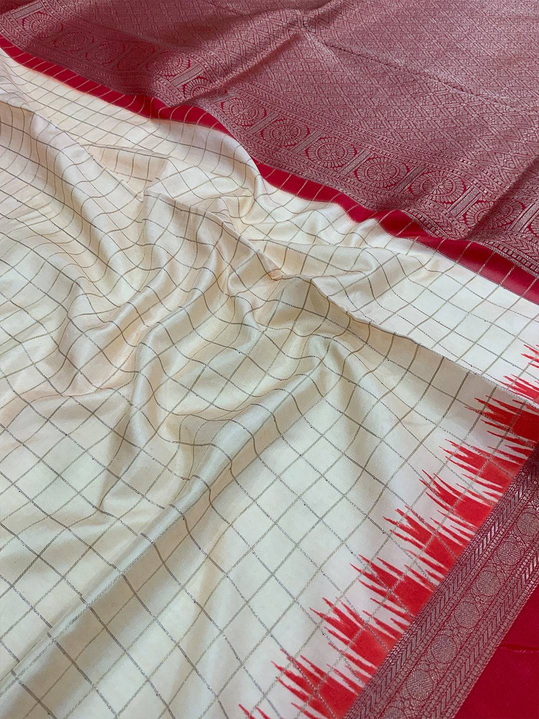 Artistic Soft Silk Satin Chex Saree