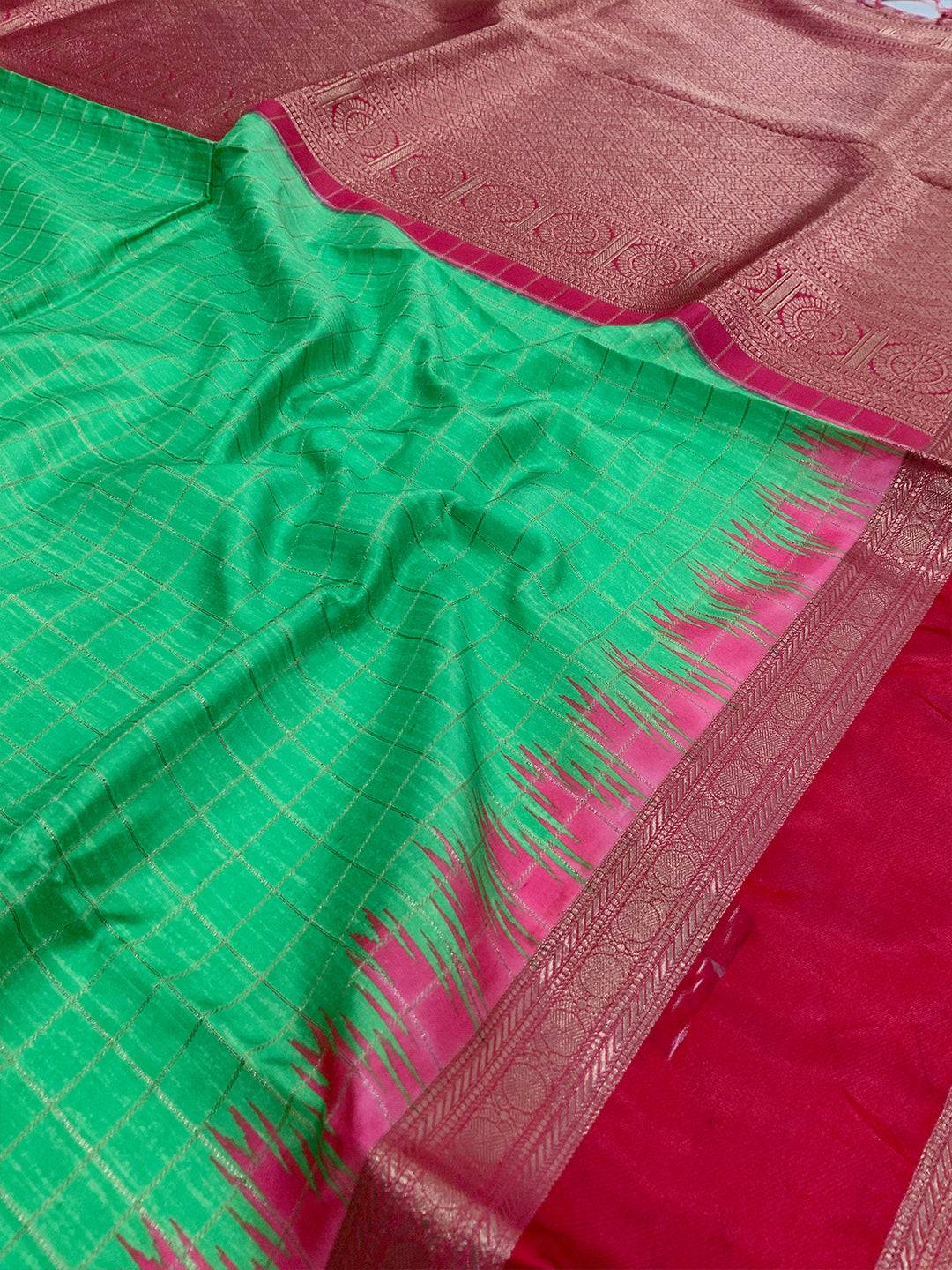 Heritage Soft Silk Satin Chex Saree