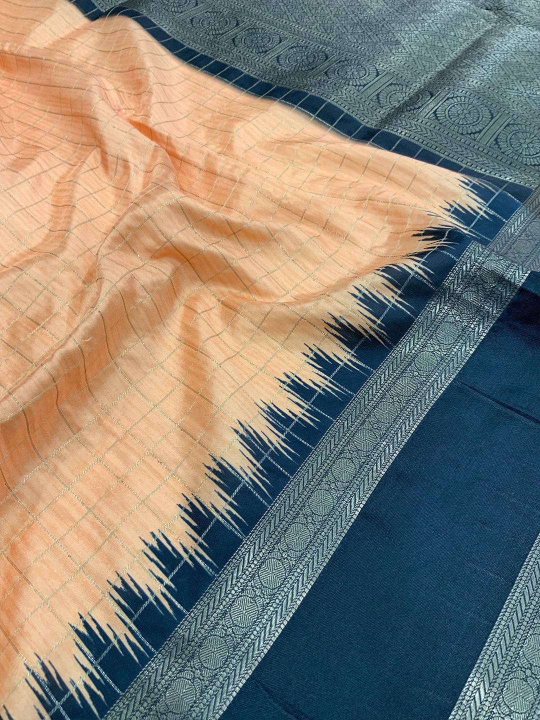 Graceful Soft Silk Satin Chex Saree