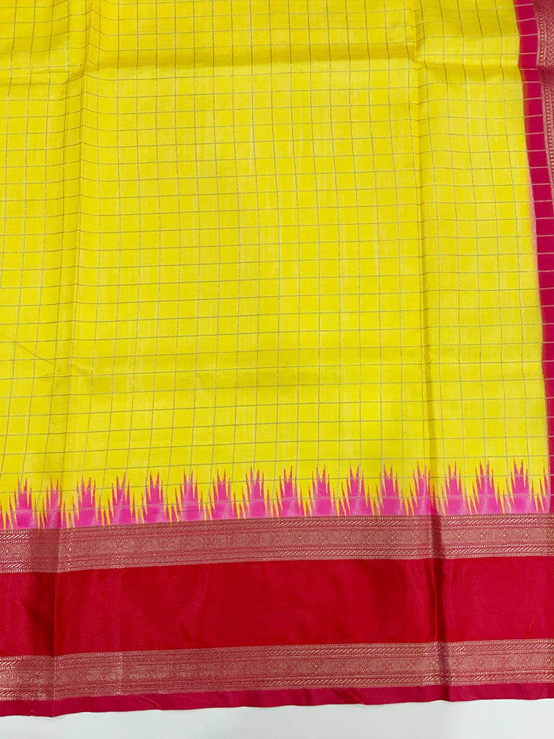 Elegant Soft Silk Satin Chex Saree