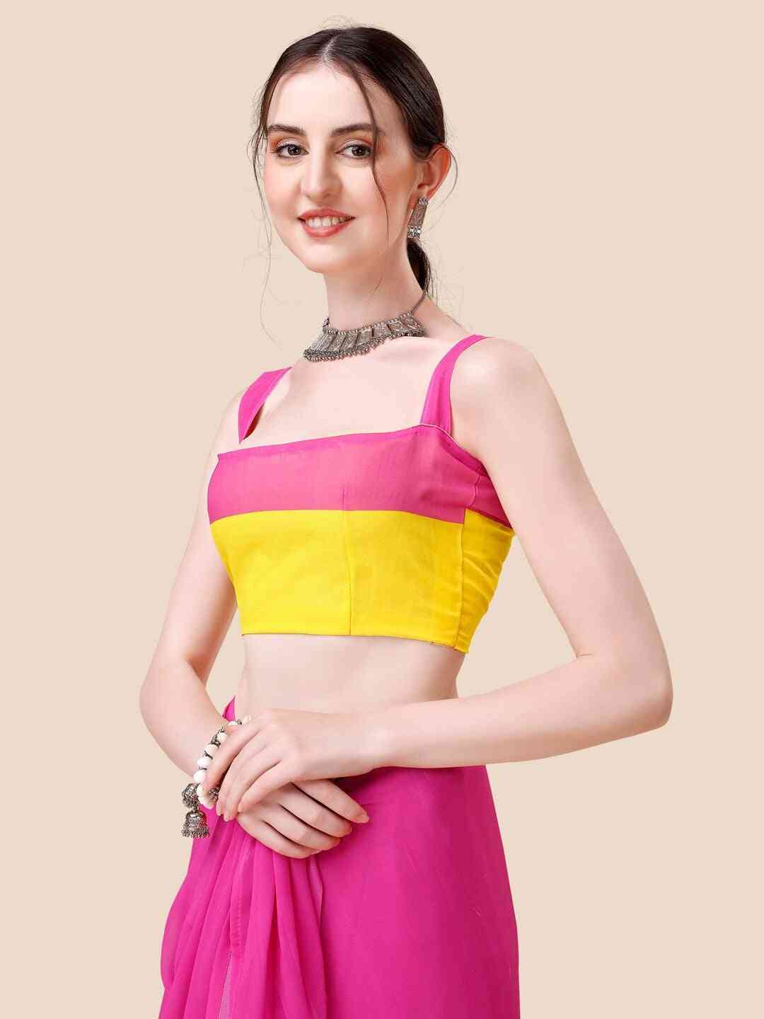 Stylish Rani Colour Ombre Poly Georgette Saree