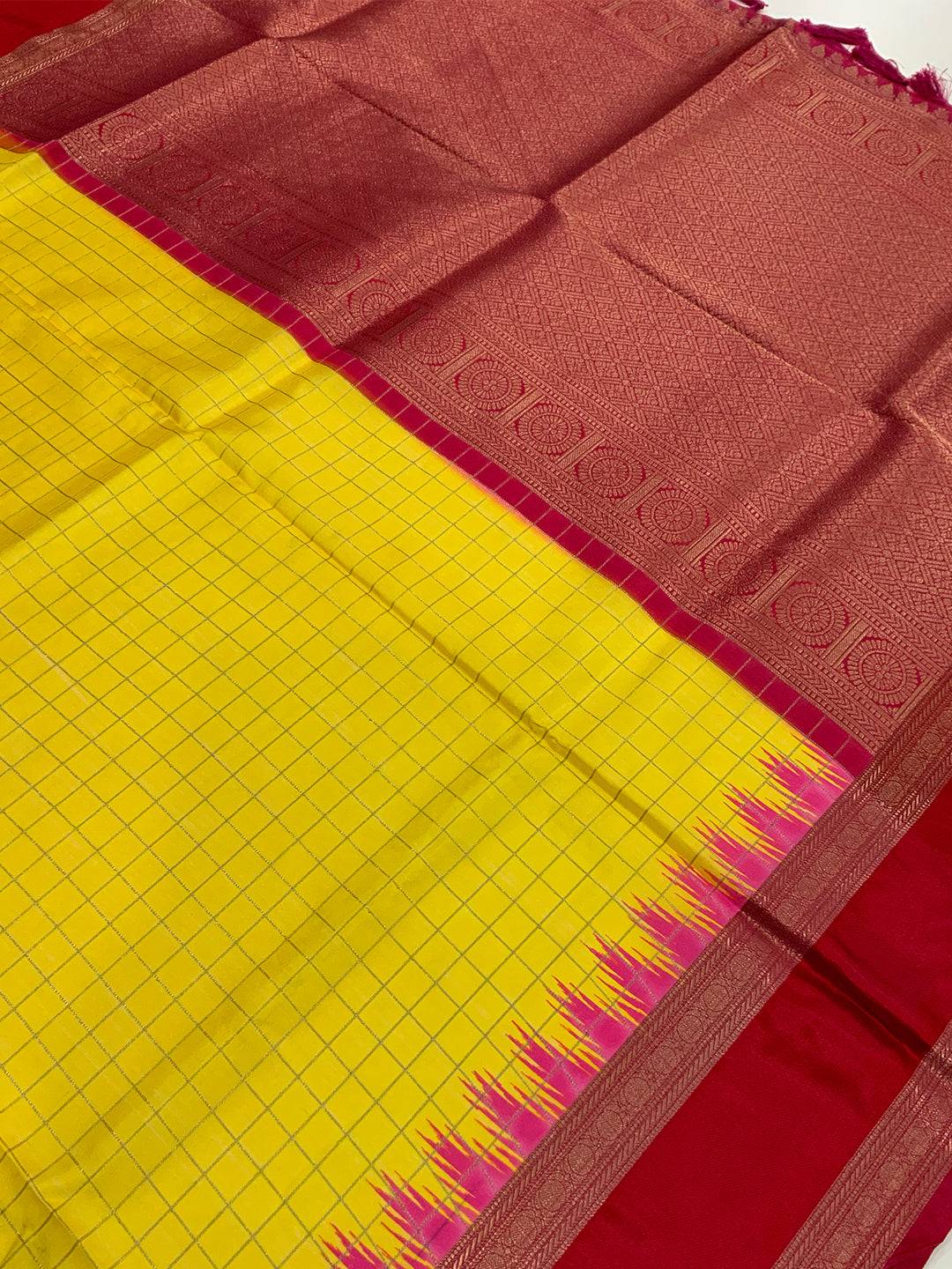 Elegant Soft Silk Satin Chex Saree