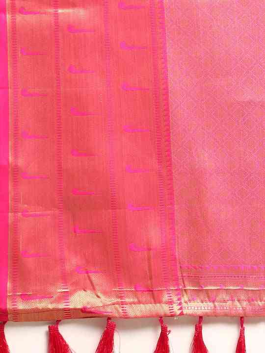 Wine Colour Pure Organza Banarasi Zari Print Saree