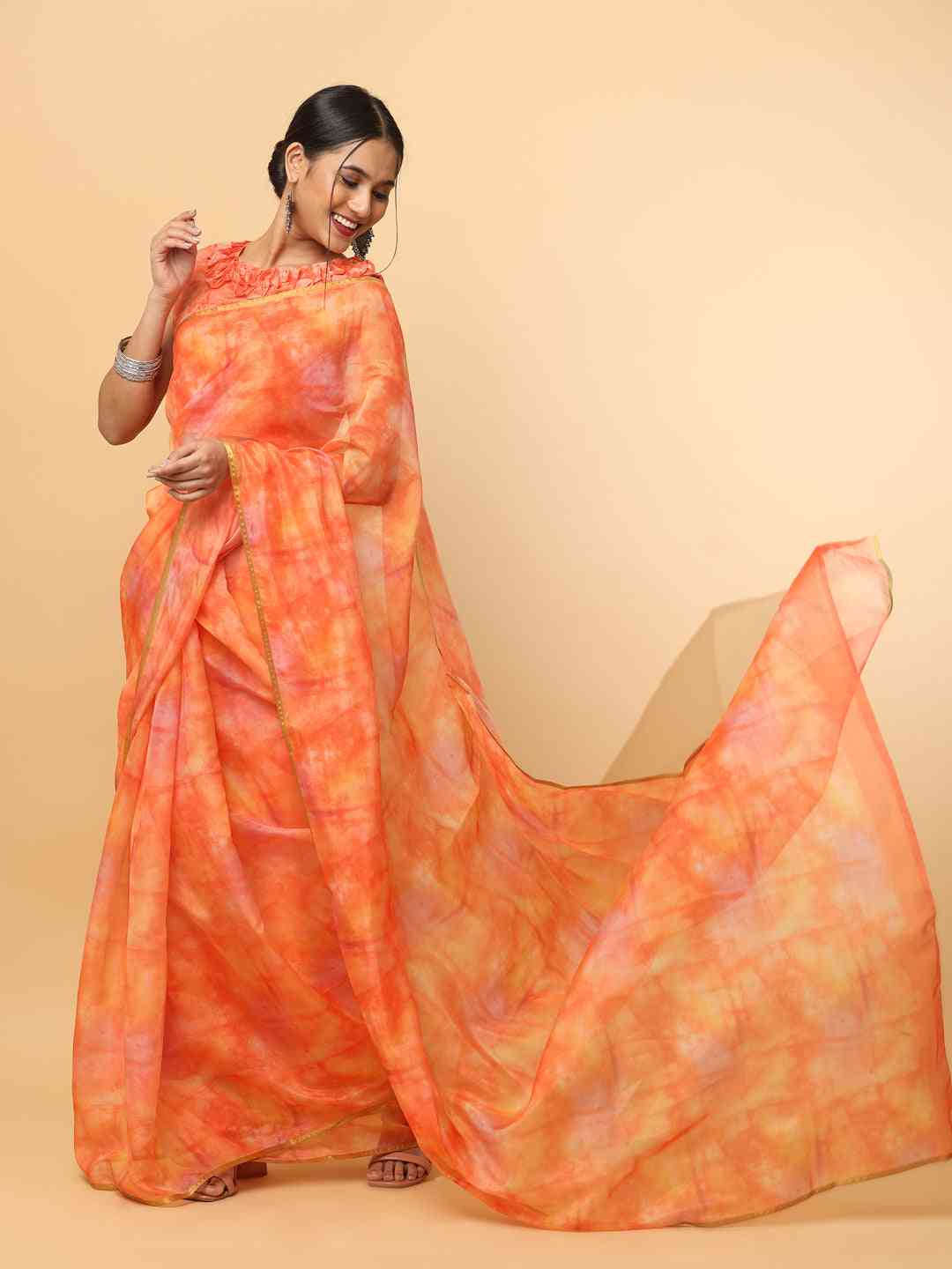 Batik Print Chanderi Silk Designer Saree