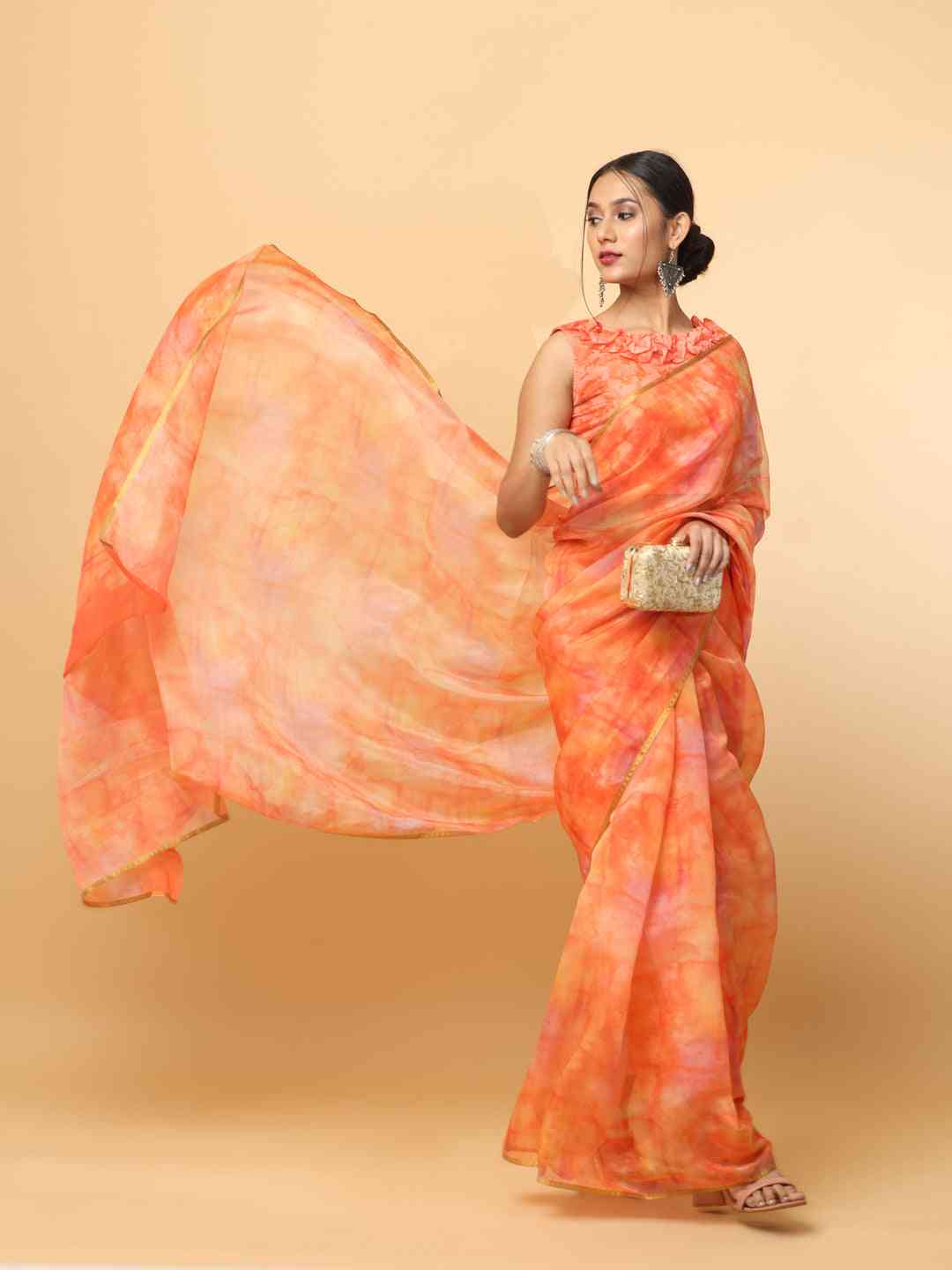 Batik Print Chanderi Silk Designer Saree