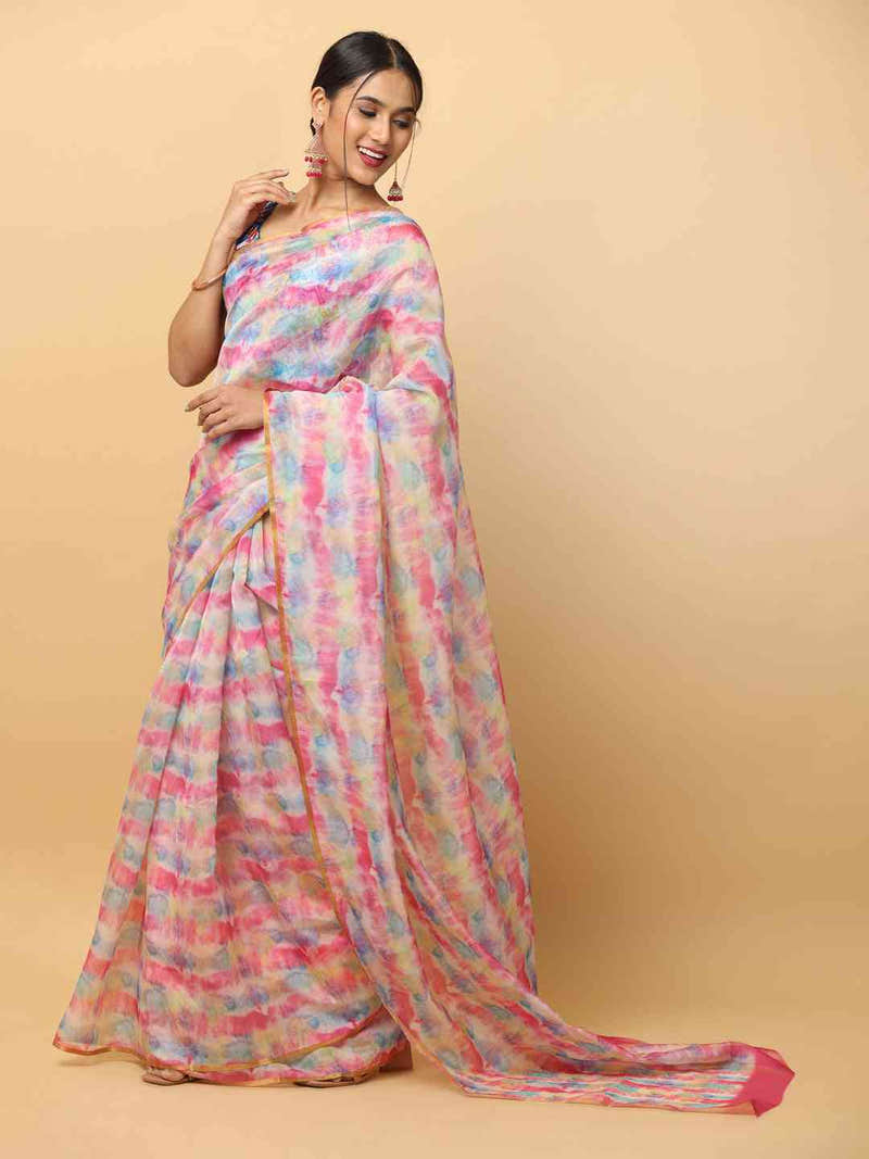 Exclusive Batik Print Chanderi Silk Design Saree