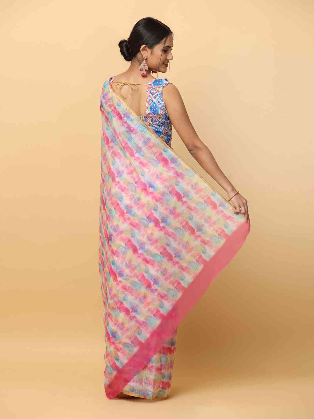 Batik Print Chanderi Silk Designer Saree collapse
