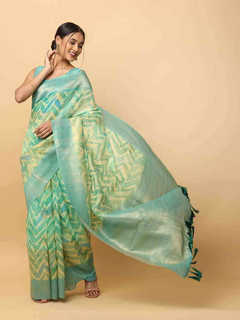Beautiful Slub Silk Digital Print Party Wear Saree
