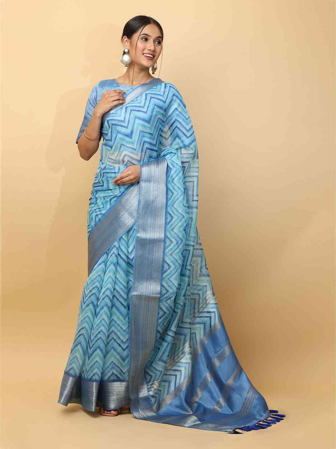 Soft Orgenza With Digital Print Party Wear Saree