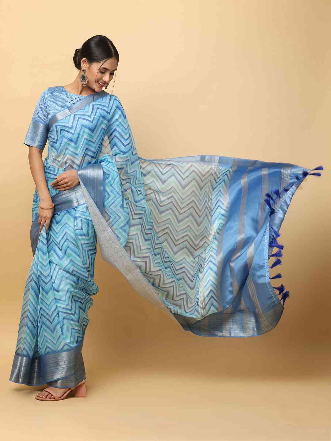 Soft Orgenza With Digital Print Party Wear Saree
