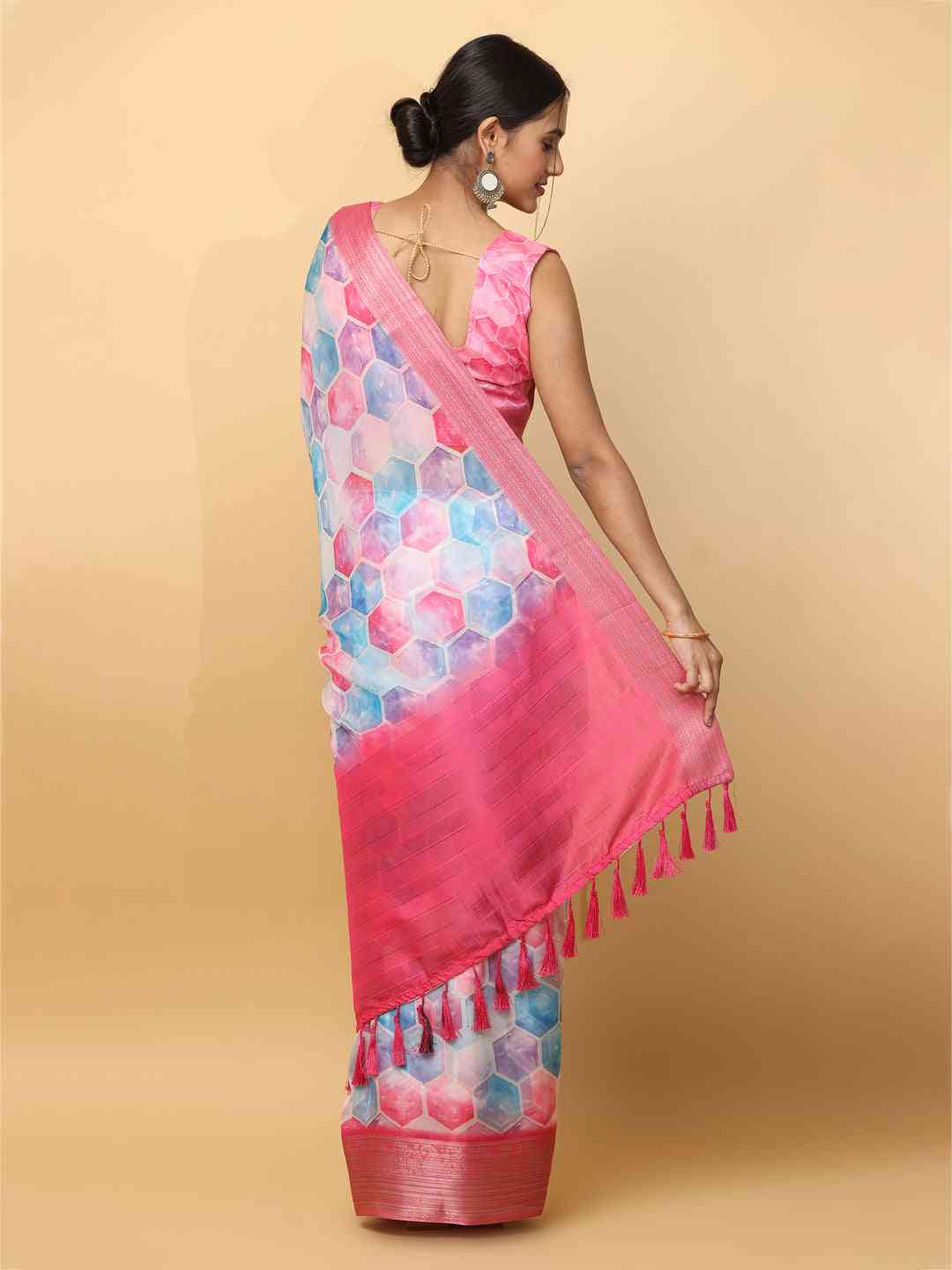 Soft Orgenza With Digital Print Party Wear Saree