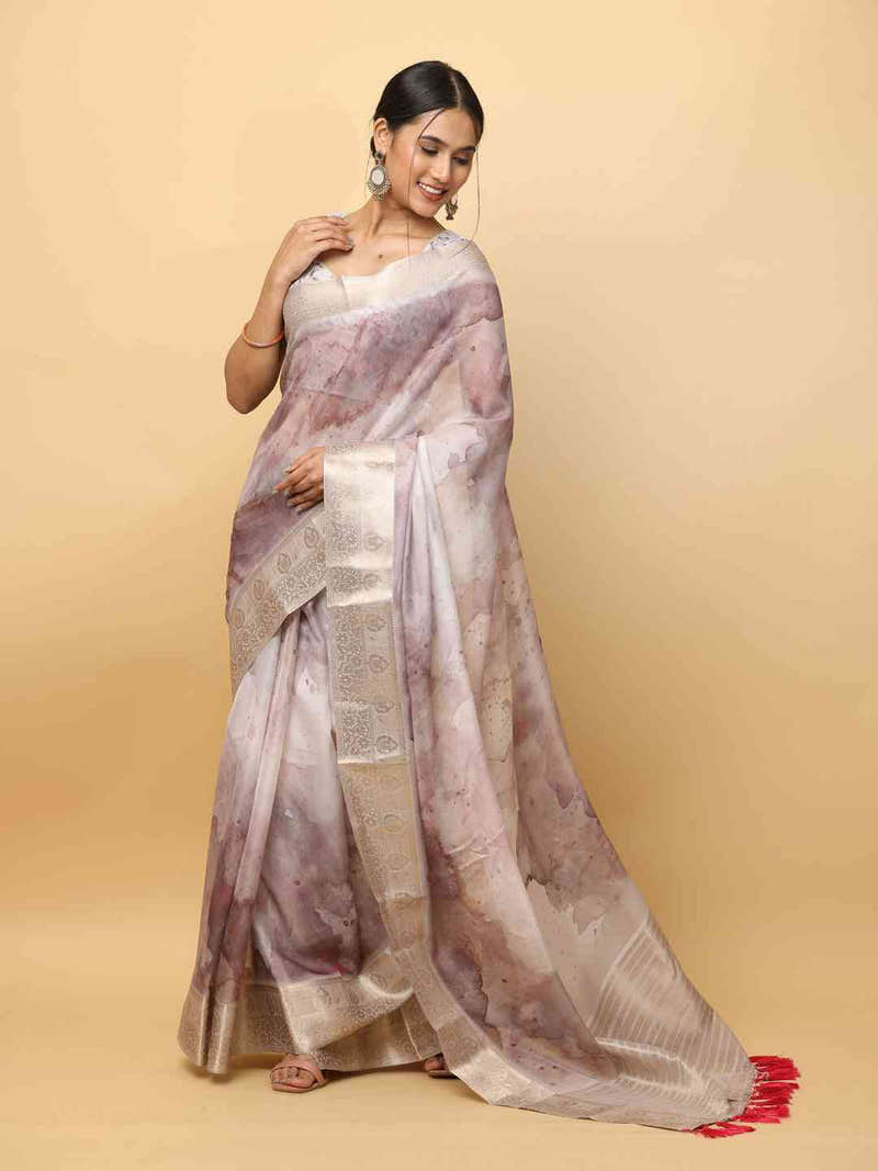 Soft Organza Digital Print Party Wear Saree