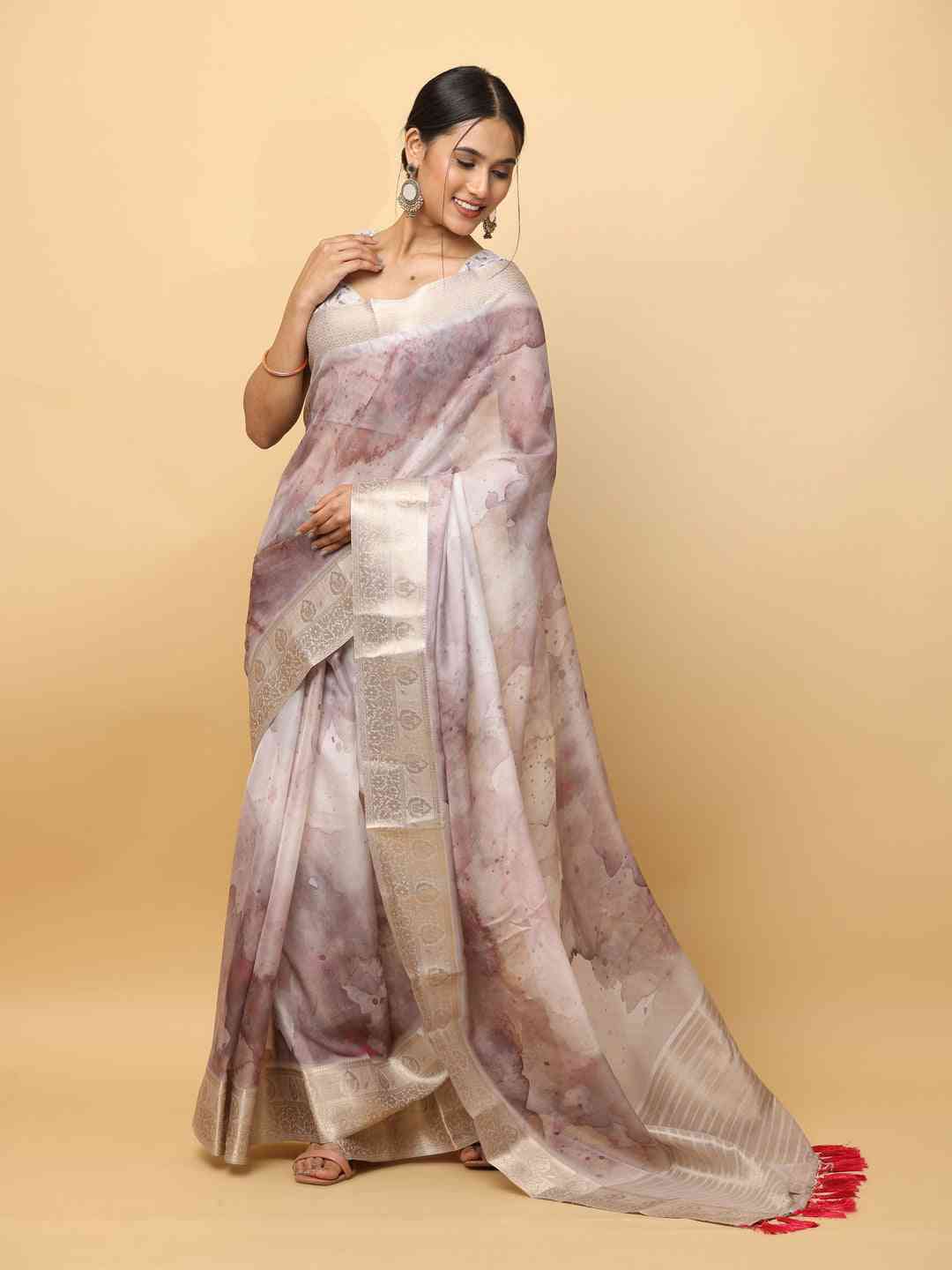 Pure Chiffon Dual Tone Designer Saree