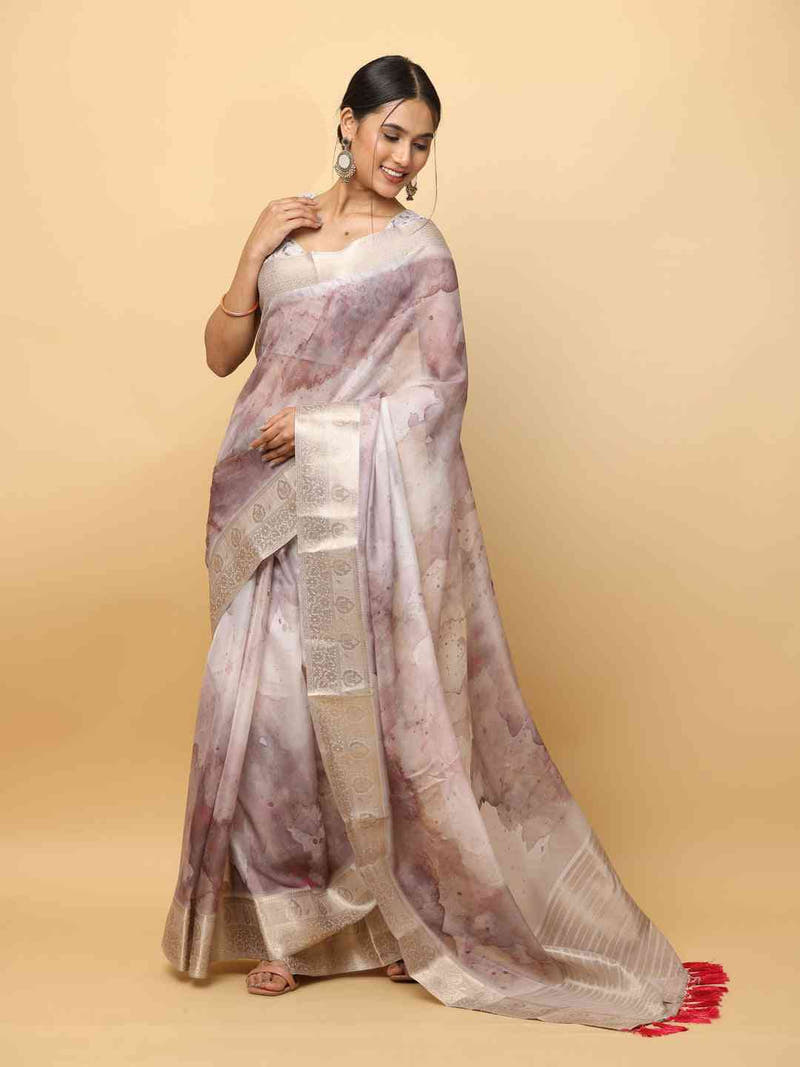 Pure Chiffon Dual Tone Designer Saree
