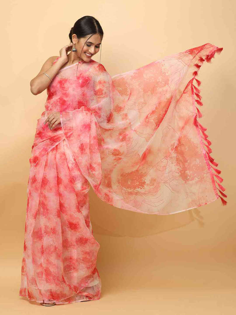 Soft Organza Digital Print Party Wear Saree