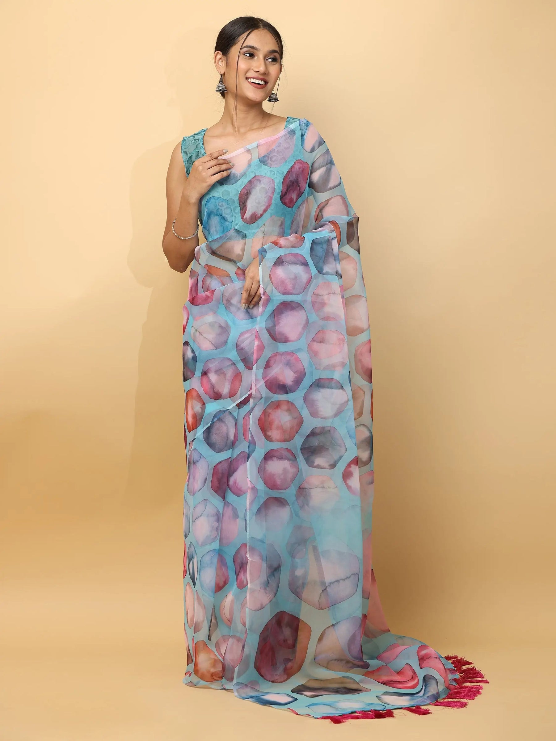 Soft Orgenza Digital Print Party Wear Saree