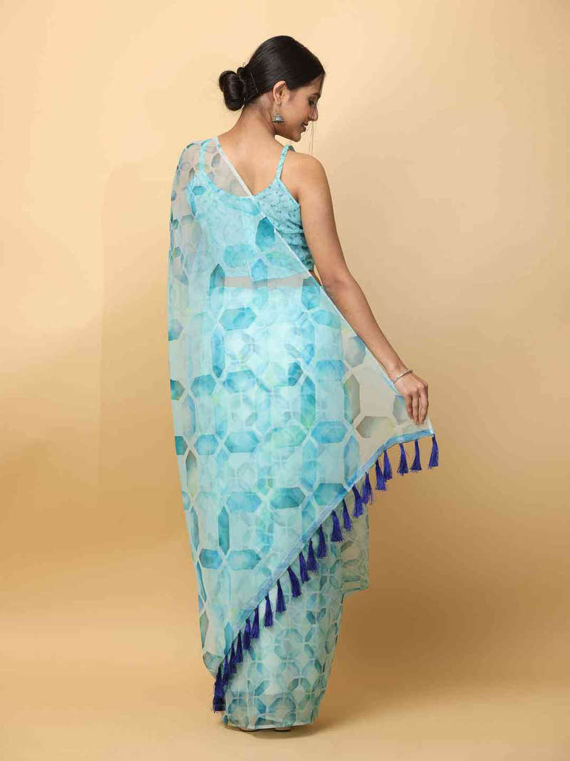 Soft Organza Digital Print Party Wear Saree