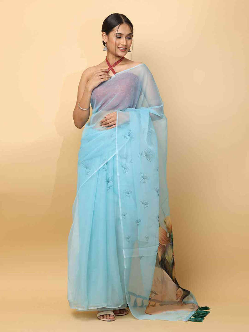 Soft Organza Digital Print Party Wear Saree