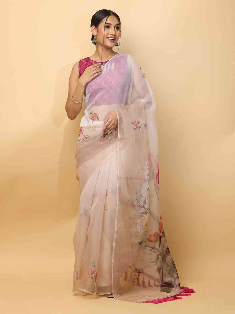 Soft Organza Digital Print Party Wear Saree