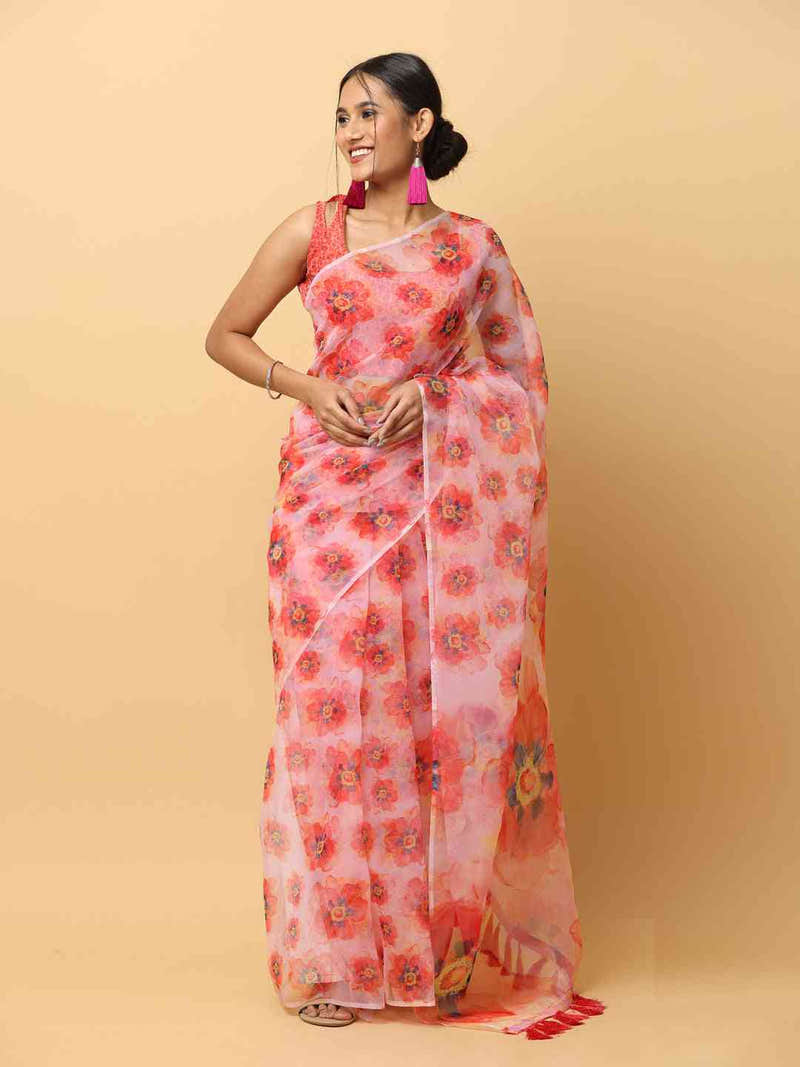 Soft Organza Digital Print Party Wear Saree