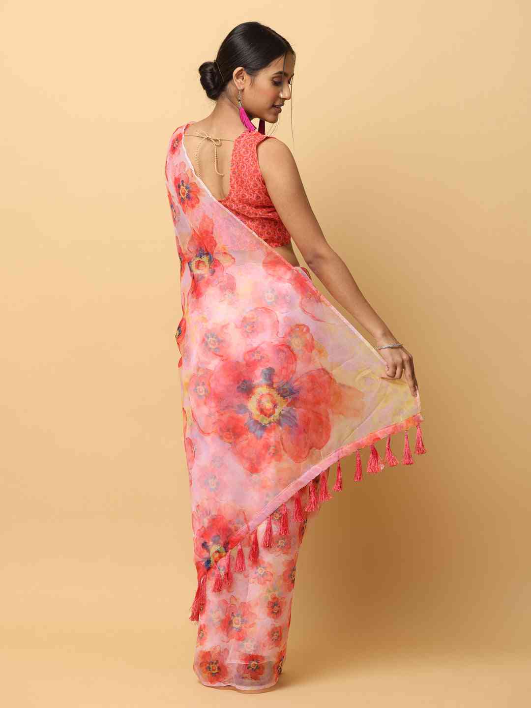 Soft Orgenza Ethnic Motif Digital Print Party Saree