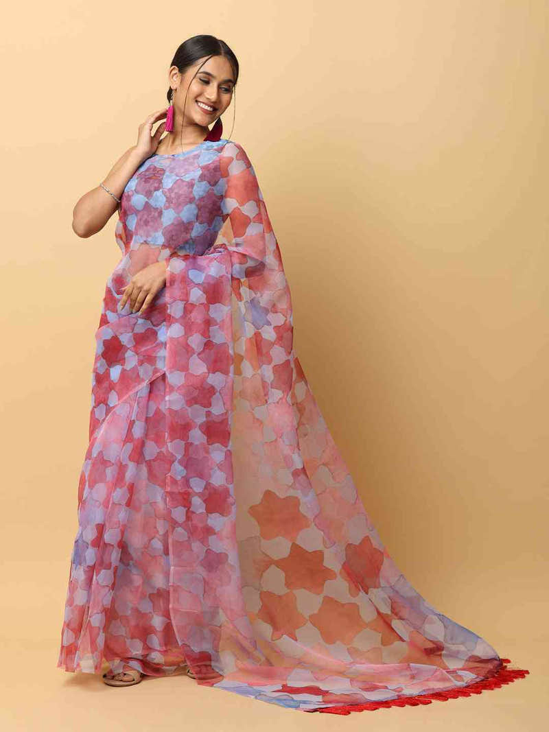Soft Organza Digital Print Party Wear Saree