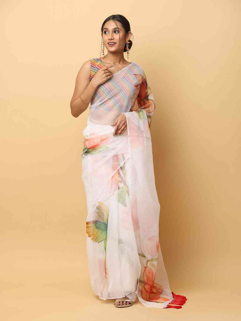 Soft Organza Digital Print Party Wear Saree