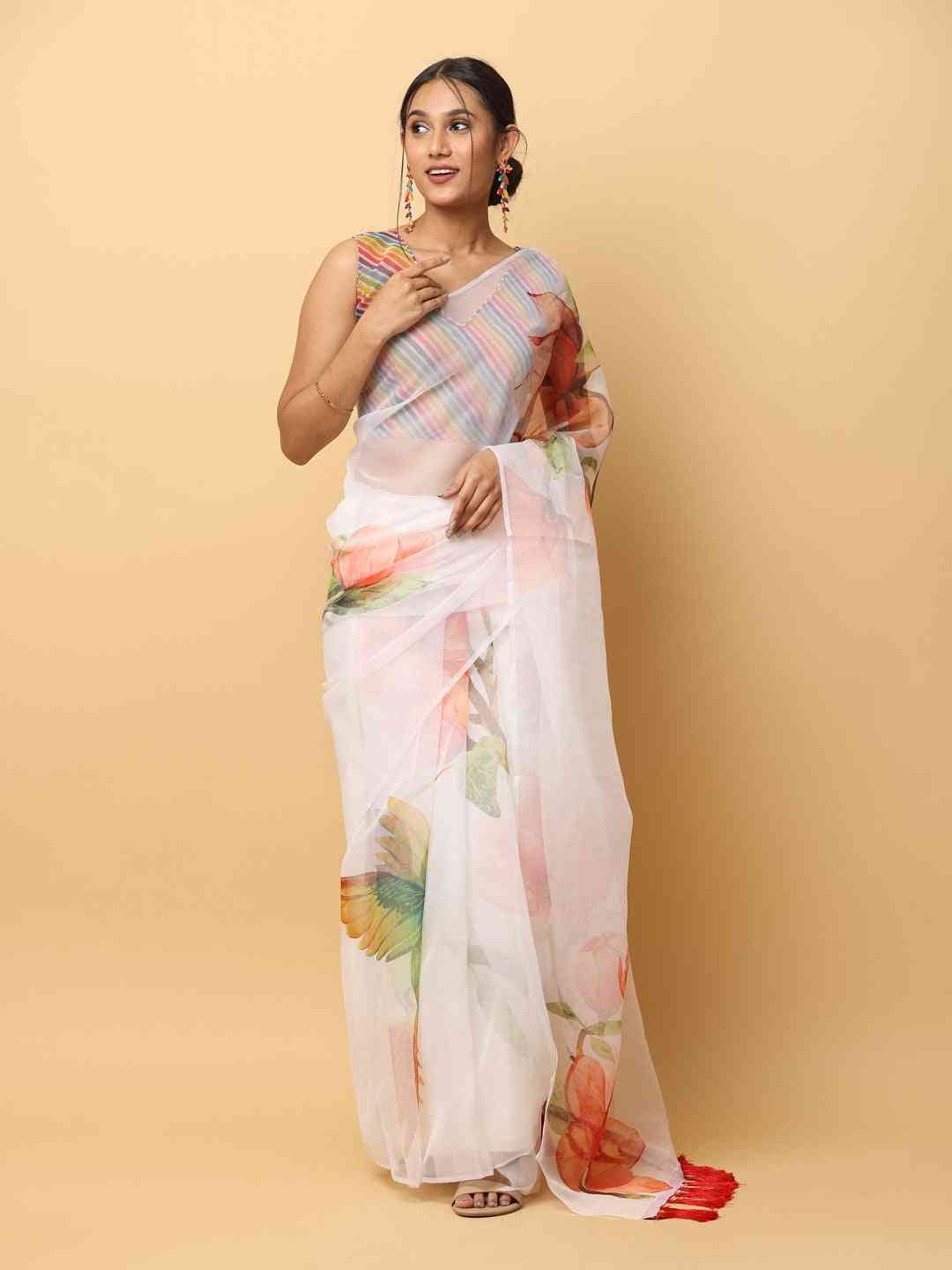 Soft Orgenza Digital Print Party Wear Saree