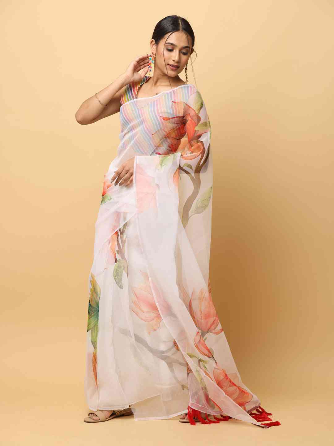 Soft Orgenza Digital Print Party Wear Saree