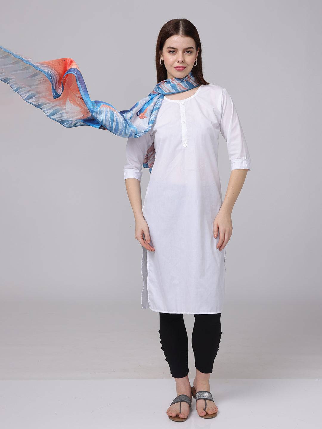 Flowing vibrant abstract patterned scarf in motion