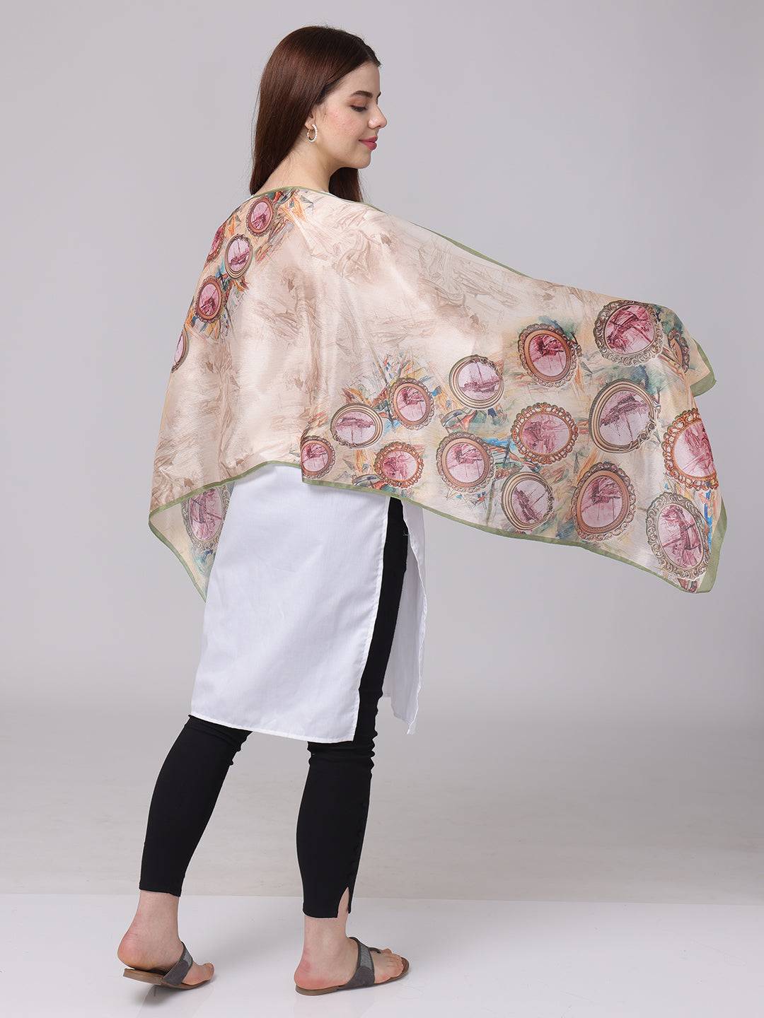 Side view of Retro Grace Frame Scarf