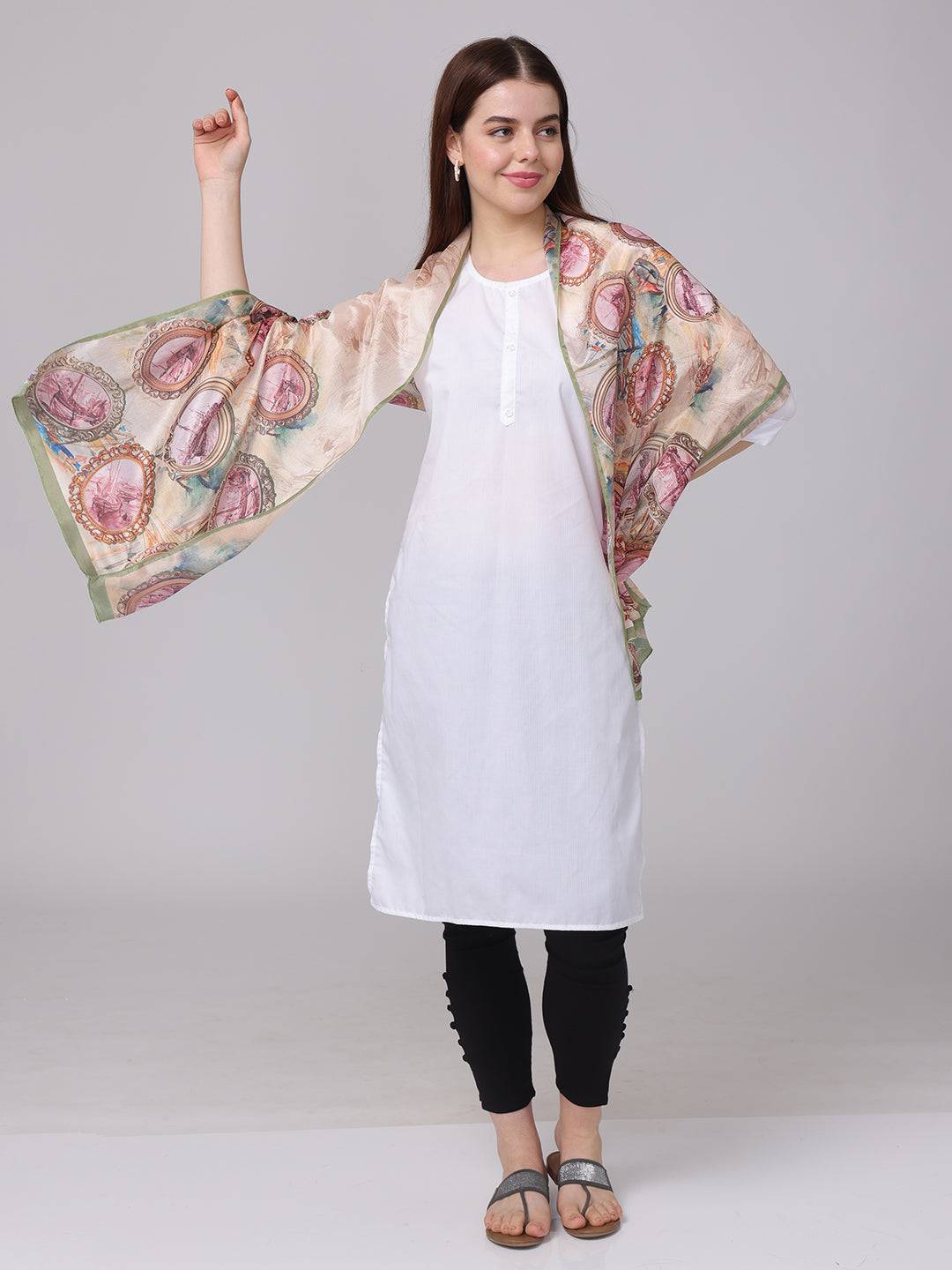 Retro Grace Frame Scarf with arms extended