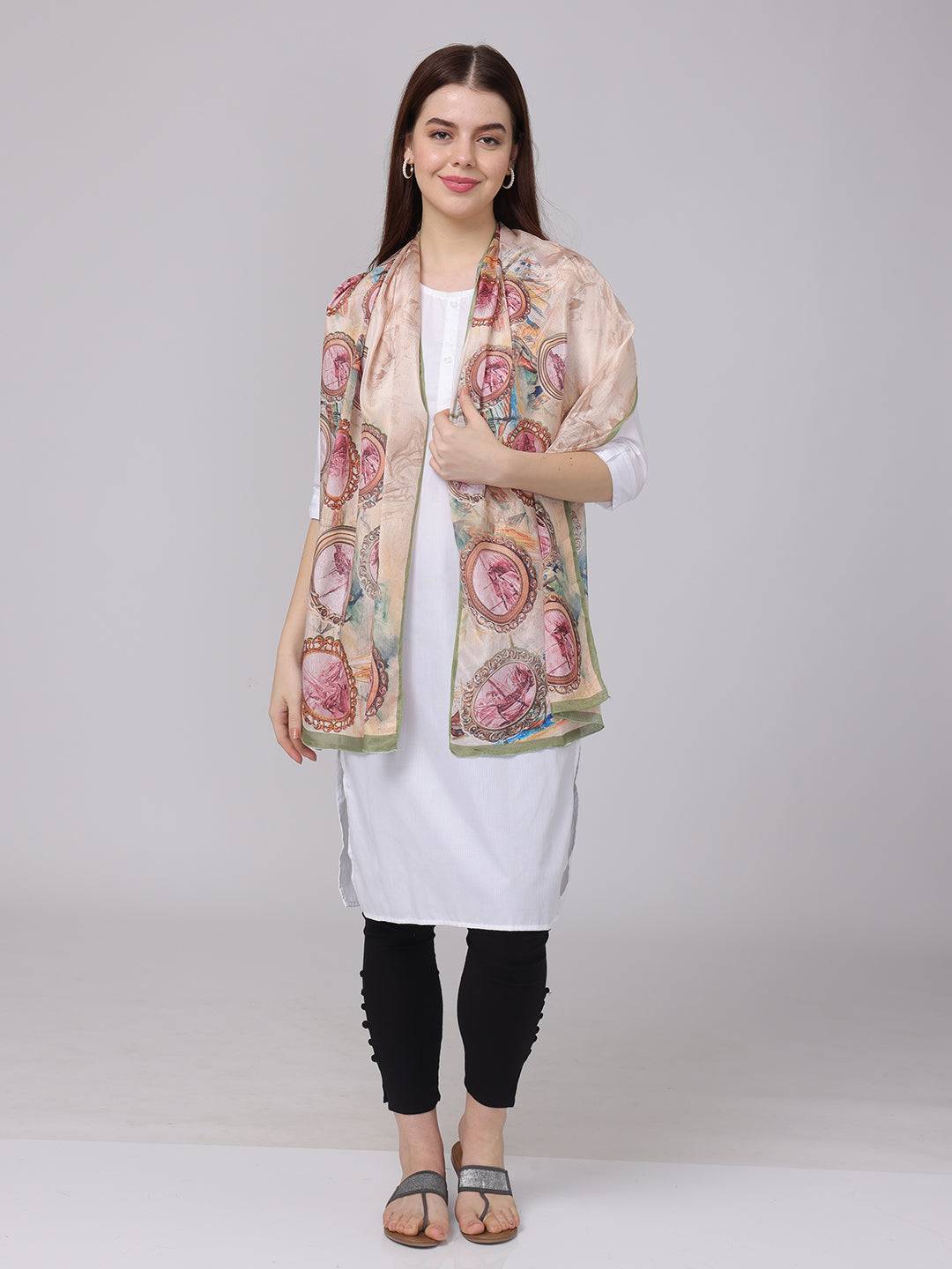 Retro Grace Frame Scarf worn around neck