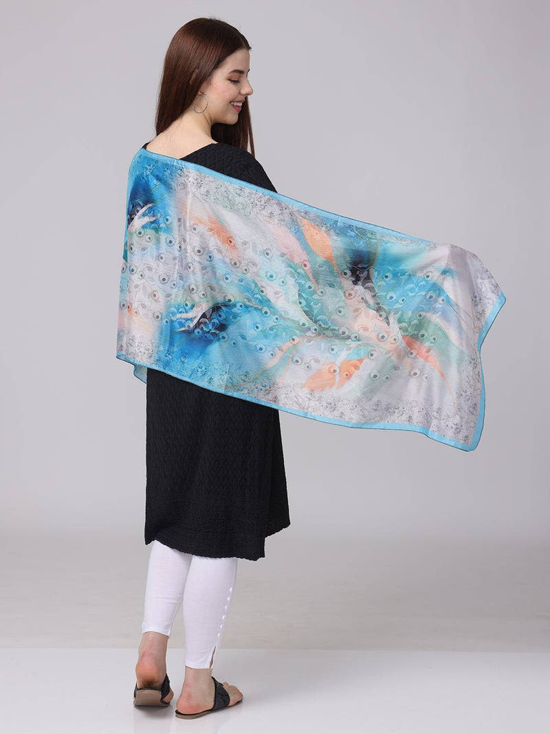 Vibrant Aqua Dream Scarf showcasing abstract ocean pattern