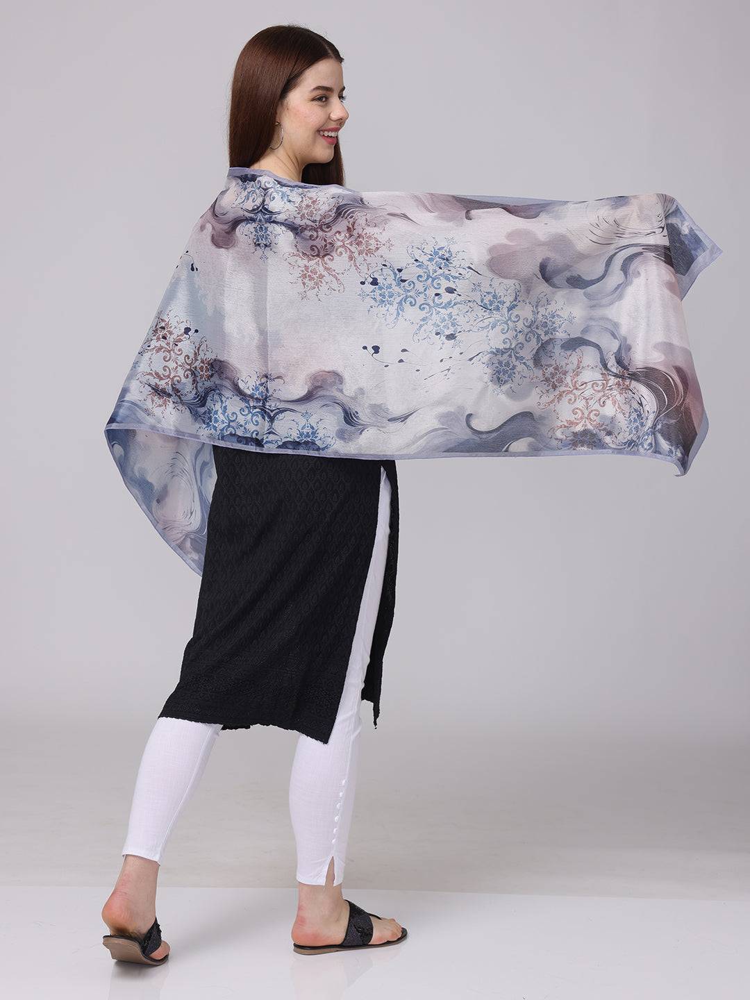 Elegant Swirls And Floral Design Scarf