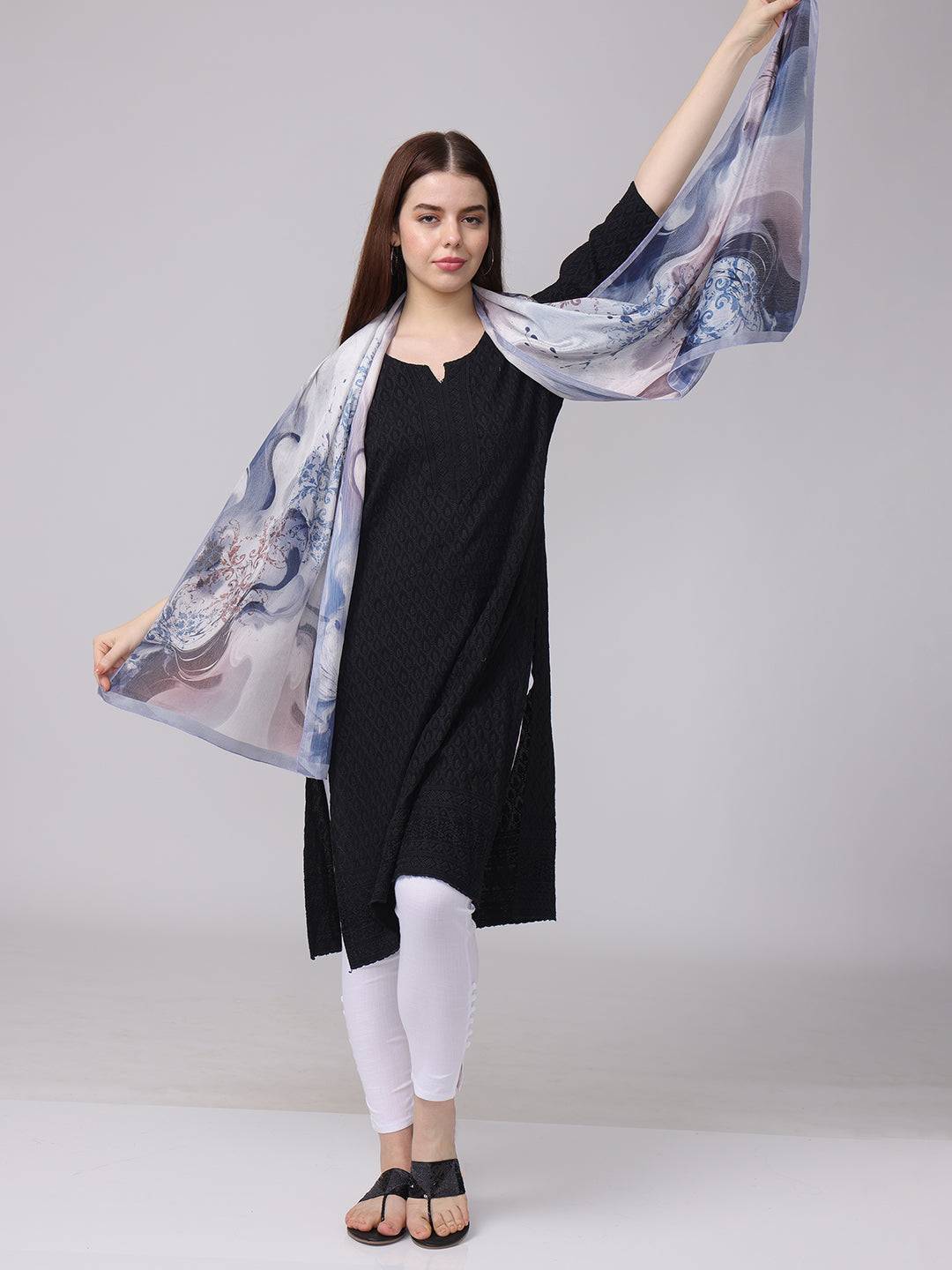 Elegant Swirls And Floral Design Scarf