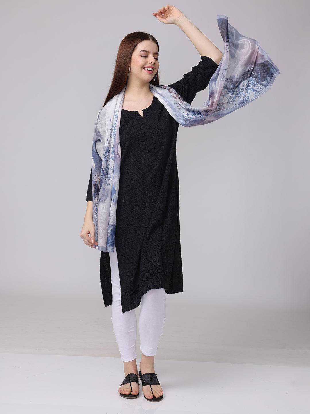 Elegant Swirls And Floral Design Scarf