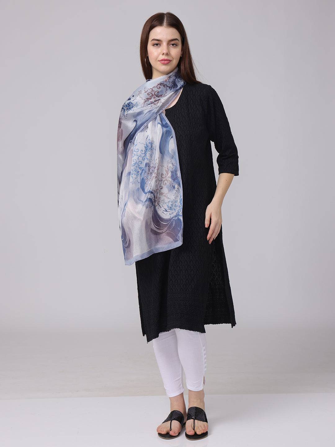Elegant Swirls And Floral Design Scarf