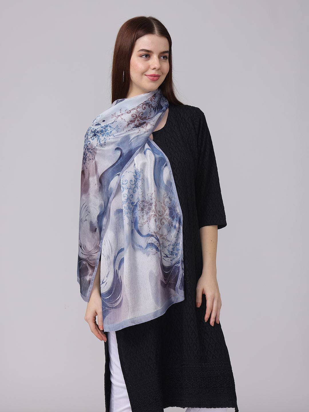Elegant Swirls And Floral Design Scarf