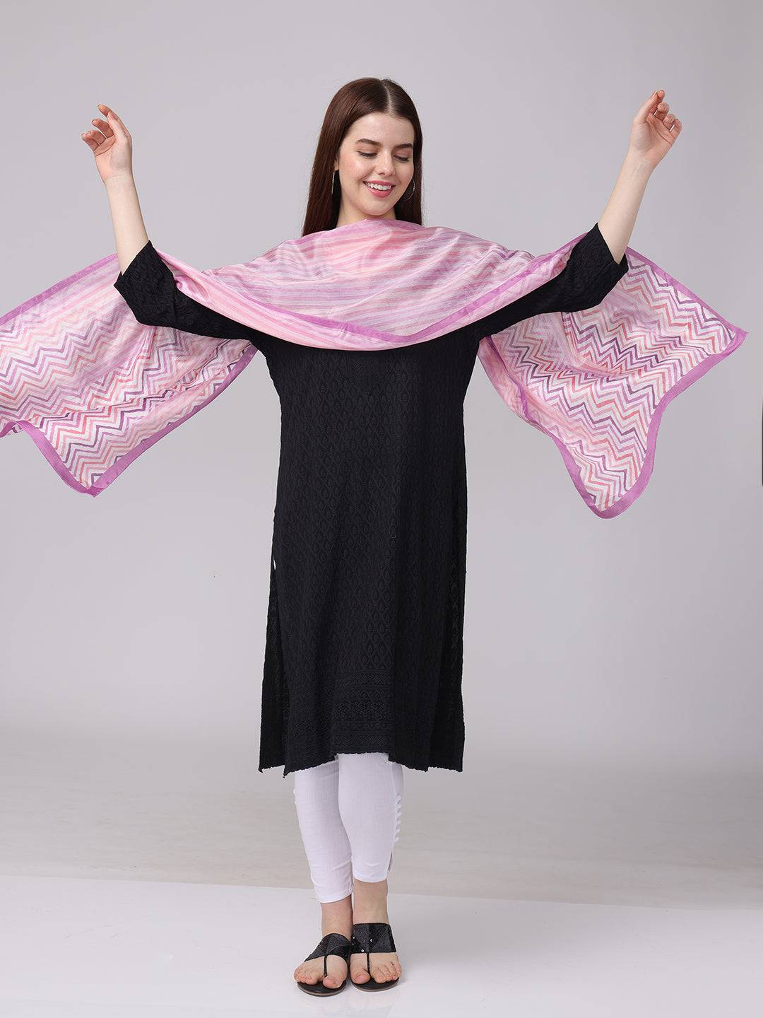 Vibrant Pink Chevron Stripes Scarf