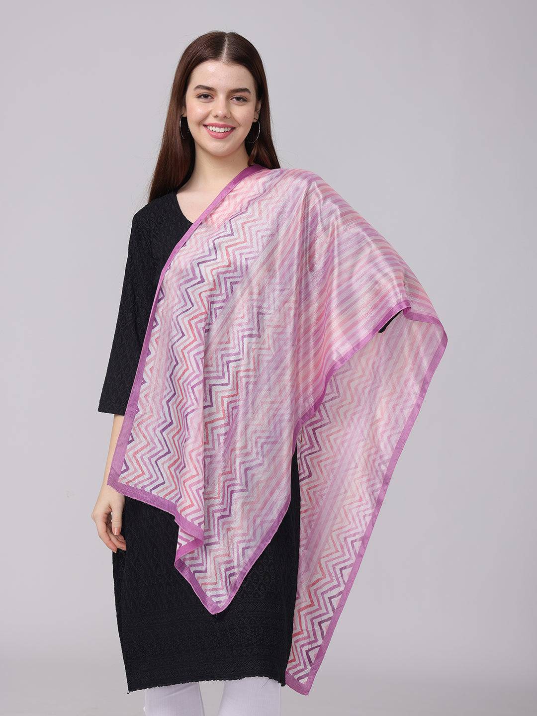 Vibrant Pink Chevron Stripes Scarf