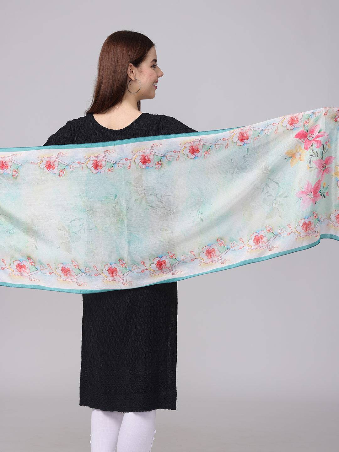 Elegant Floral Sheer Scarf