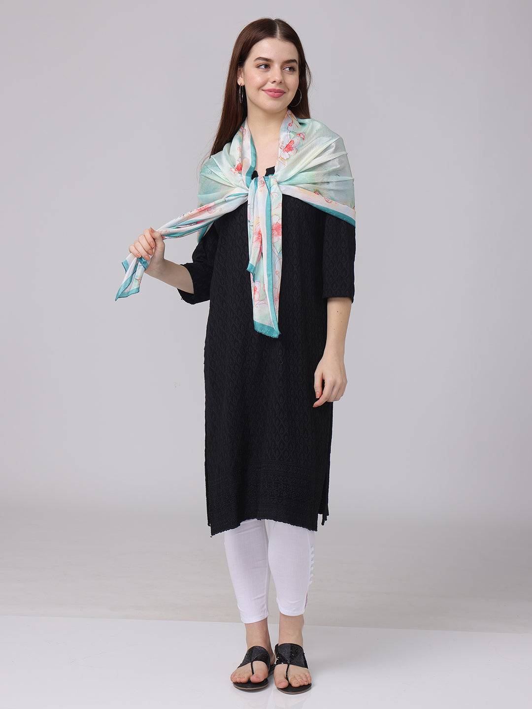 Elegant Floral Sheer Scarf