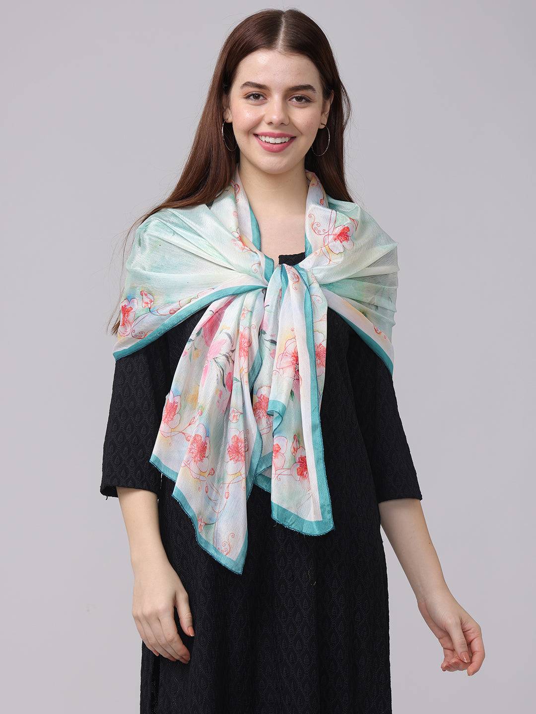 Elegant Floral Sheer Scarf