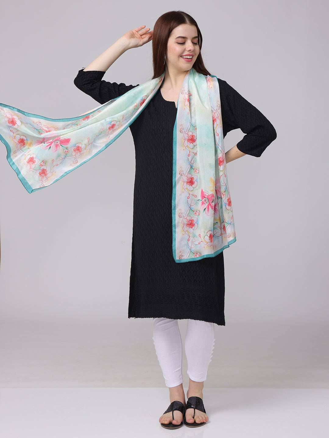 Elegant Floral Sheer Scarf