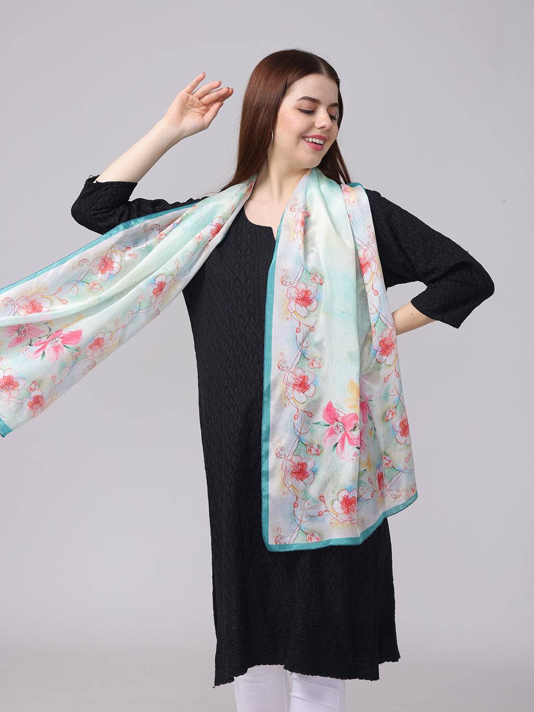 Elegant Floral Sheer Scarf